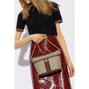 NEW! GUCCI GG OPHIDIA WEB LEATHER ZIP SHOULDER SUPREME BAG AUTHENTIC!